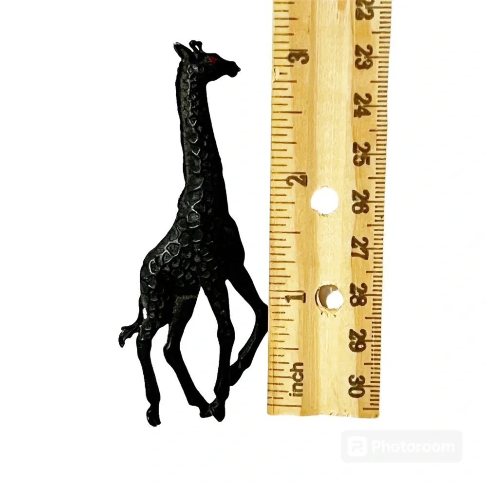 Vintage Giraffe Brooch Pin Black Metal